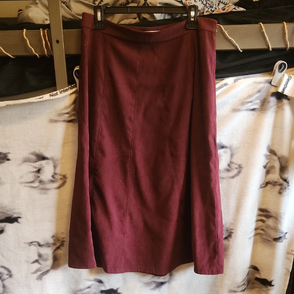 Christopher & Banks Red Midi A-Line Skirt for Work